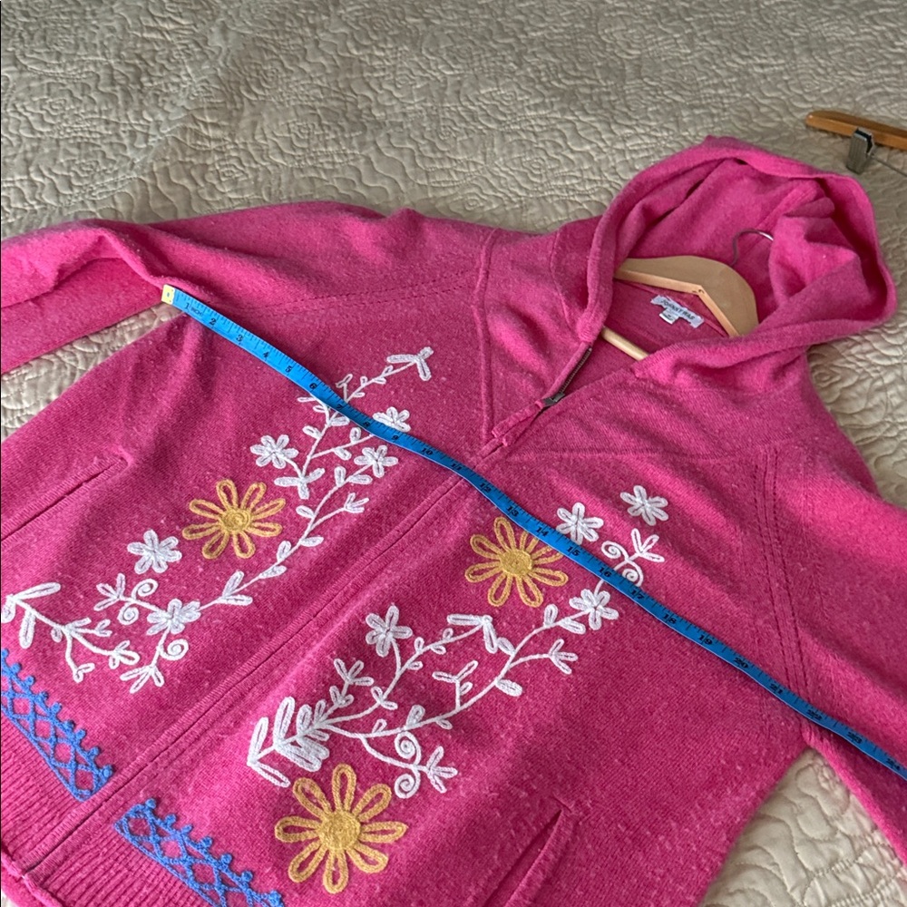 Johnny Was Pink Floral Embroidered Cardigan - Picture 6 of 6